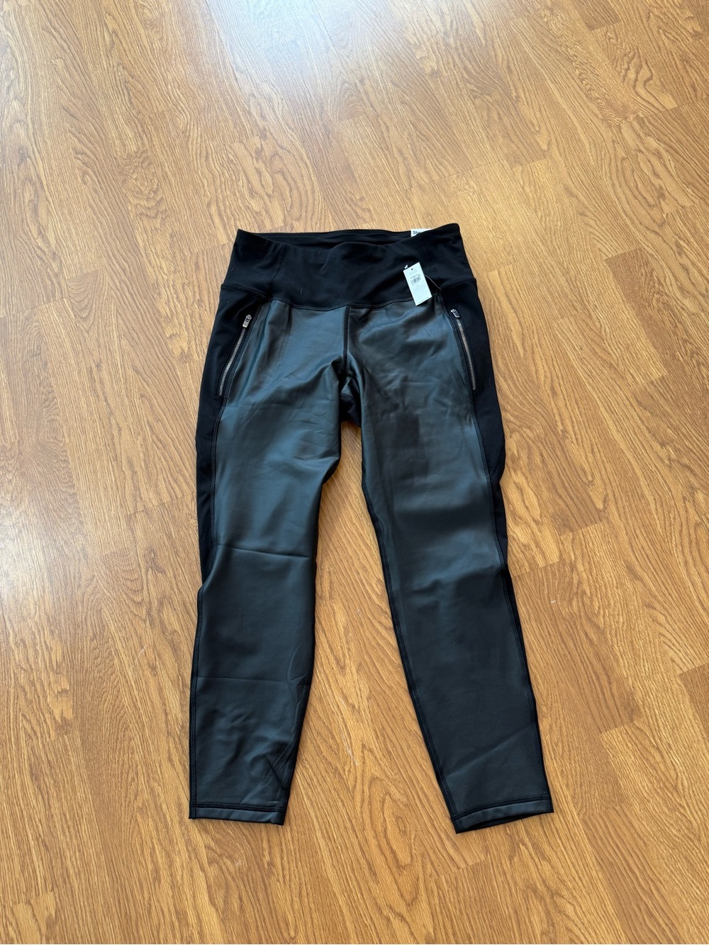 Old Navy Black Faux-Leather Kids Leggings with Zip Pockets